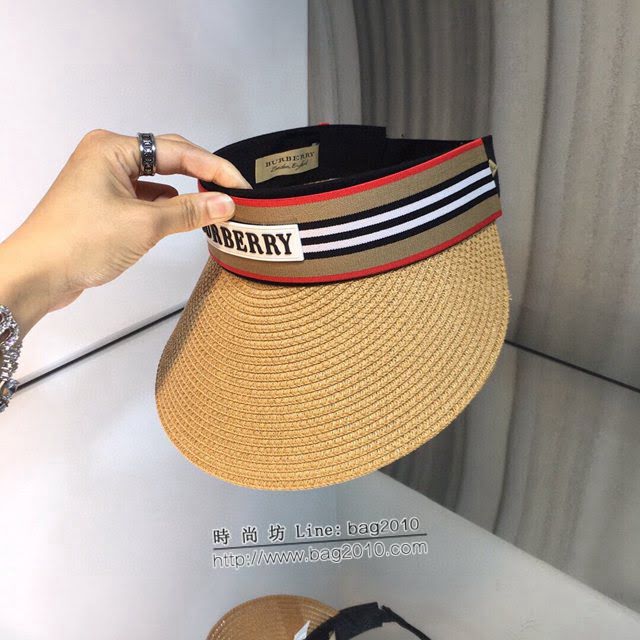 Burberry爆款女士帽子 巴寶莉新品空頂帽髮夾 巴寶莉編織草帽  mm1240